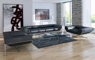 modern parlak iç mekan 3D resimleme