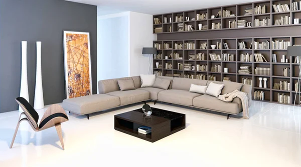 Modern helder interieur 3d rendering illustratie — Stockfoto