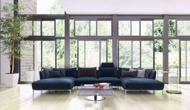 modern parlak iç mekan 3D resimleme