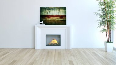 modern parlak iç mekan 3D resimleme