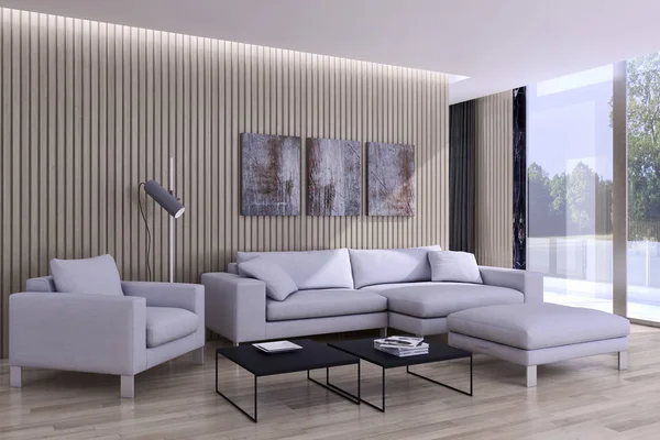 Modern helder interieur 3d rendering illustratie — Stockfoto