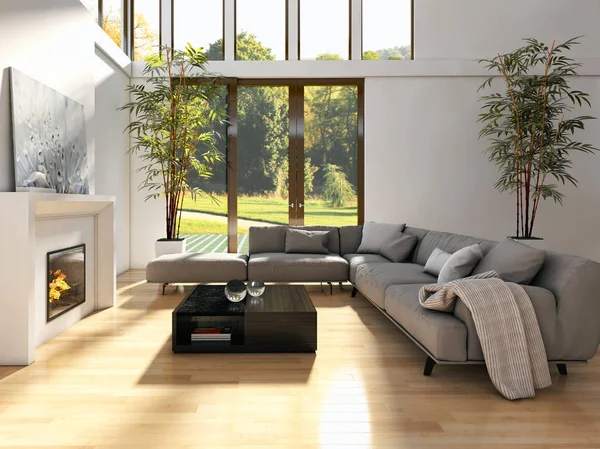 Modern helder interieur 3d rendering illustratie — Stockfoto