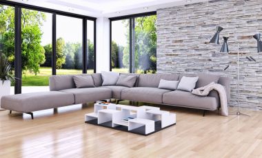 modern parlak iç mekan 3D resimleme