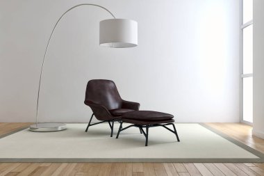 modern parlak iç mekan 3D resimleme