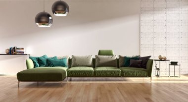 modern parlak iç mekan 3D resimleme