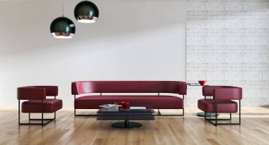 modern parlak iç mekan 3D resimleme