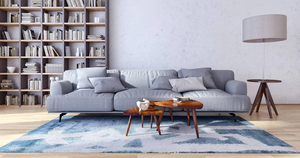 modern parlak iç mekan 3D resimleme