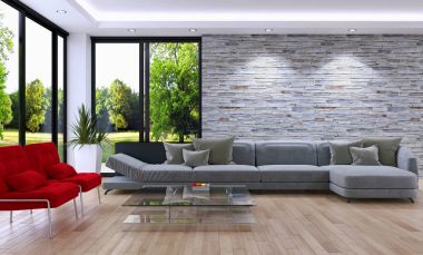 modern parlak iç mekan 3D resimleme