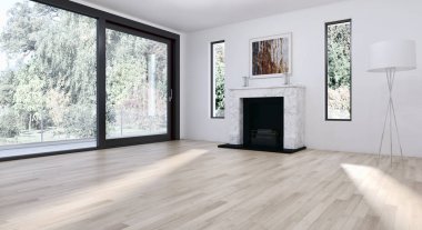 modern parlak iç mekan 3D resimleme