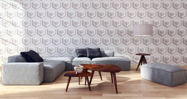 modern parlak iç mekan 3D resimleme