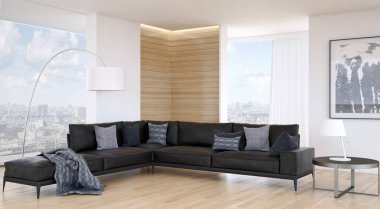 modern parlak iç mekan 3D resimleme