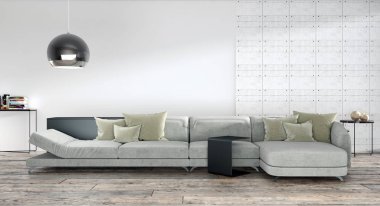 modern parlak iç mekan 3D resimleme