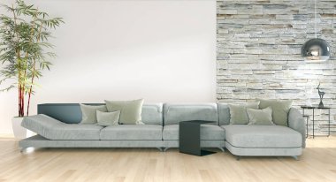 modern parlak iç mekan 3D resimleme