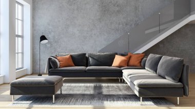 modern parlak iç mekan 3D resimleme