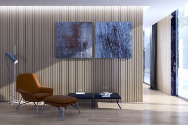 modern parlak iç mekan 3D resimleme