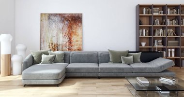 modern parlak iç mekan 3D resimleme