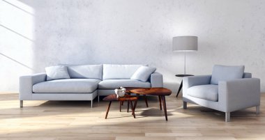 modern parlak iç mekan 3D resimleme