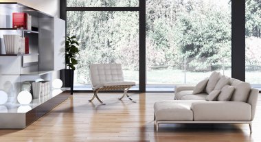 modern parlak iç mekan 3D resimleme