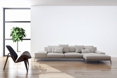 modern parlak iç mekan 3D resimleme