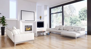 modern parlak iç mekan 3D resimleme