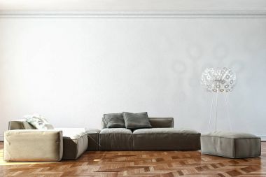 modern parlak iç mekan 3D resimleme