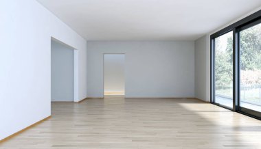 modern parlak iç mekan 3D resimleme