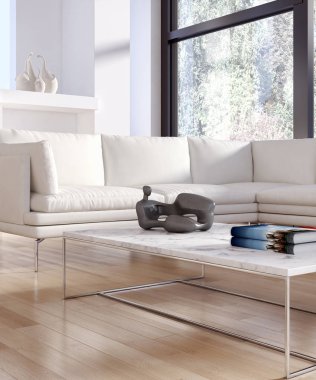 modern parlak iç mekan 3D resimleme