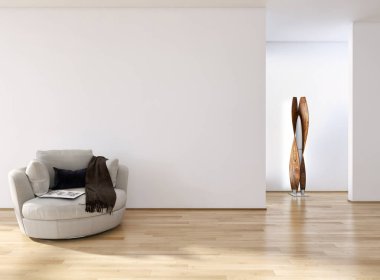 modern parlak iç mekan 3D resimleme