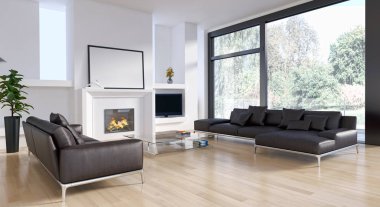 modern parlak iç mekan 3D resimleme