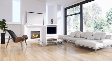 modern parlak iç mekan 3D resimleme