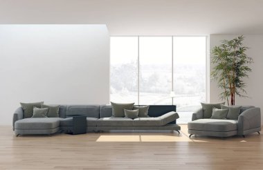 modern parlak iç mekan 3D resimleme