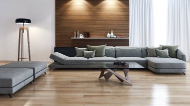 modern parlak iç mekan 3D resimleme