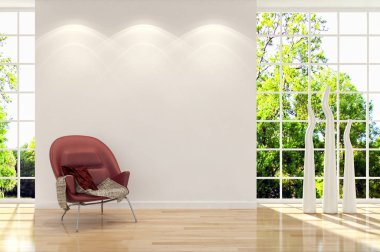 modern parlak iç mekan 3D resimleme