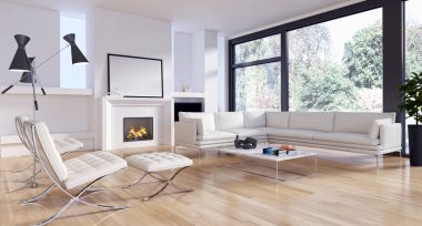 modern parlak iç mekan 3D resimleme