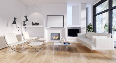 modern parlak iç mekan 3D resimleme