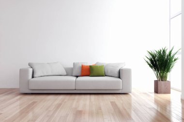 modern parlak iç mekan 3D resimleme