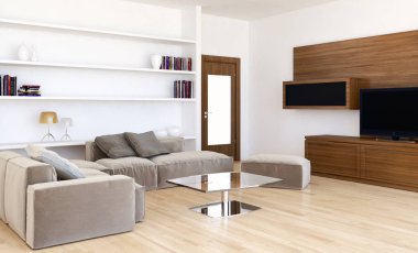 modern parlak iç mekan 3D resimleme