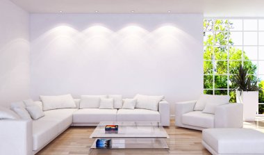 modern parlak iç mekan 3D resimleme