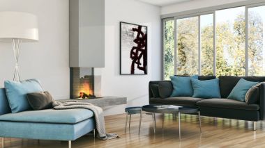 modern parlak iç mekan 3D resimleme