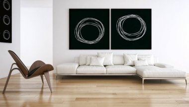 modern parlak iç mekan 3D resimleme