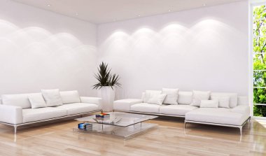 modern parlak iç mekan 3D resimleme