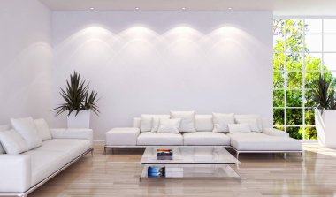 modern parlak iç mekan 3D resimleme