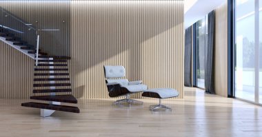 modern parlak iç mekan 3D resimleme