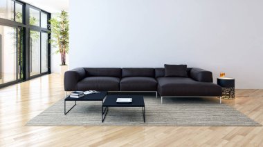 modern parlak iç mekan 3D resimleme