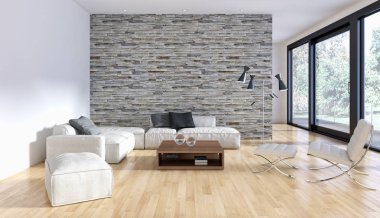 modern parlak iç mekan 3D resimleme