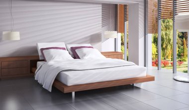 modern parlak iç mekan 3D resimleme
