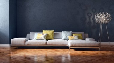 modern parlak iç mekan 3D resimleme