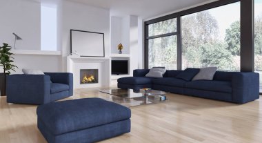 modern parlak iç mekan 3D resimleme