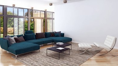 modern parlak iç mekan 3D resimleme