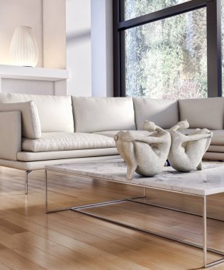 modern parlak iç mekan 3D resimleme